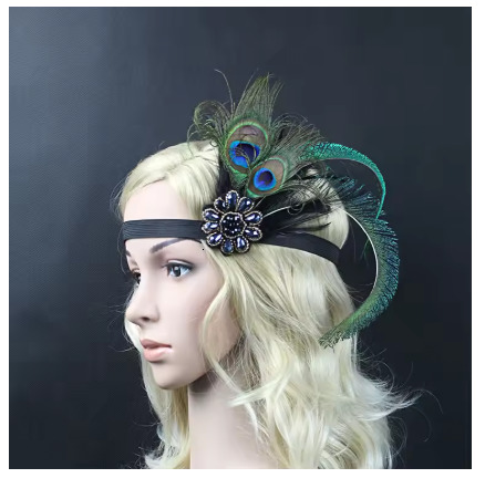 15 Hair Accessories Black Rhinestone Beaded Sequin Hair Band 1920s Vintage Gatsby Party Headpiece Women Flapper Feather Headband