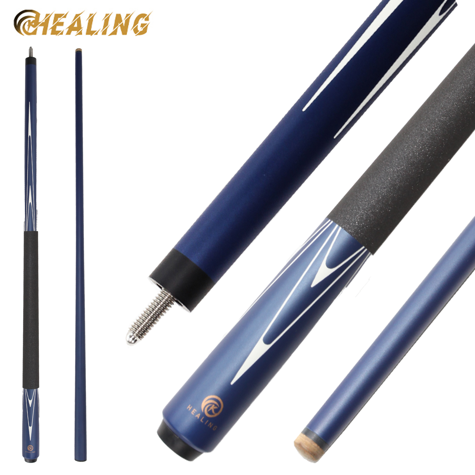 OKHEALING 1/2 Split Pool Cue Billiard Stick Glass Fiber Billiard Cue 12.9mm Black Pigskin Tip 5/16*18 Joint Length 1474mm/58inch Weight Adjust 19-20oz