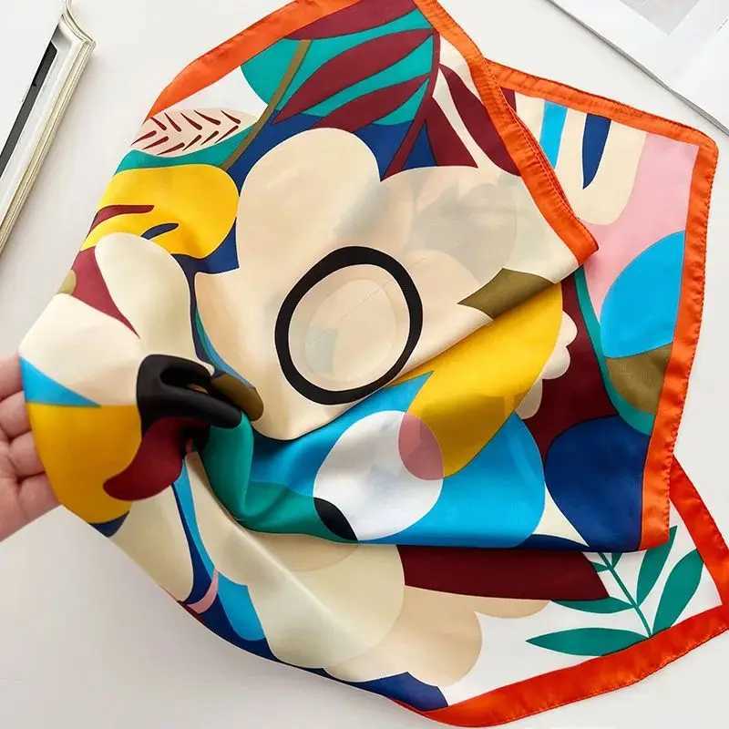 2025 Fashion Luxury Brand 70cm Silk Square Scarf Women Satin Shawl Wrap Hijab Scarf Neck Tie Female Hair Bandana Headscarf M250709
