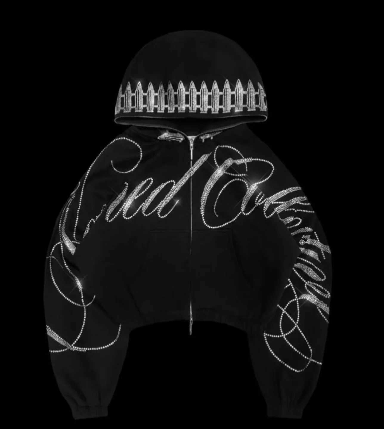 Streetwear Fashion Zipper Goth Y2K Clothing Hoodie Women Stylish Trend Letter Black Oversized Zip Up Hoodie Casual Jacket Clothing z2507054OLD