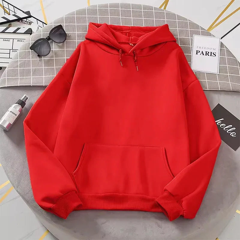 Woman Pure Color Hoodie Urban Casual Fashion Hooded Sweatshirts All Season Female Trend Sporty Pullover Streetwear 250709