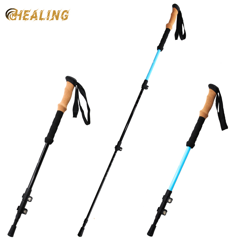 OKHEALING Carbon Fiber Trekking Poles 3 Section Ultra-light Folding Cane Portable Walking Stick with EVA Handle for Off-road, Camping, Mountaining, Ba