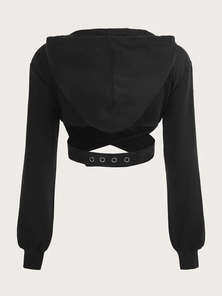 A cool and spicy girl style sexy hooded top for women a short sweatshirt with niche rustic n 250709