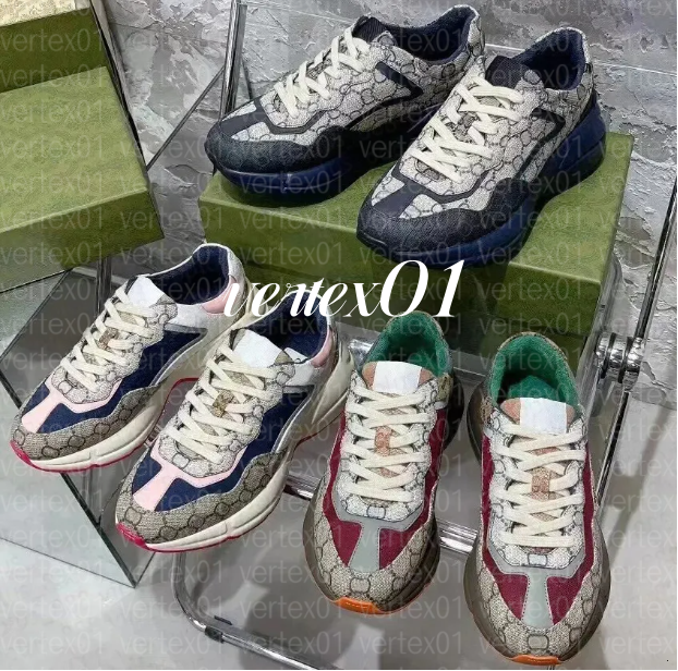 Rhyton Sneakers Designer shoes Multicolor Sneakers Beige Men Trainers Vintage Ladies casual leather Shoes Sneaker size 35-45 shoe