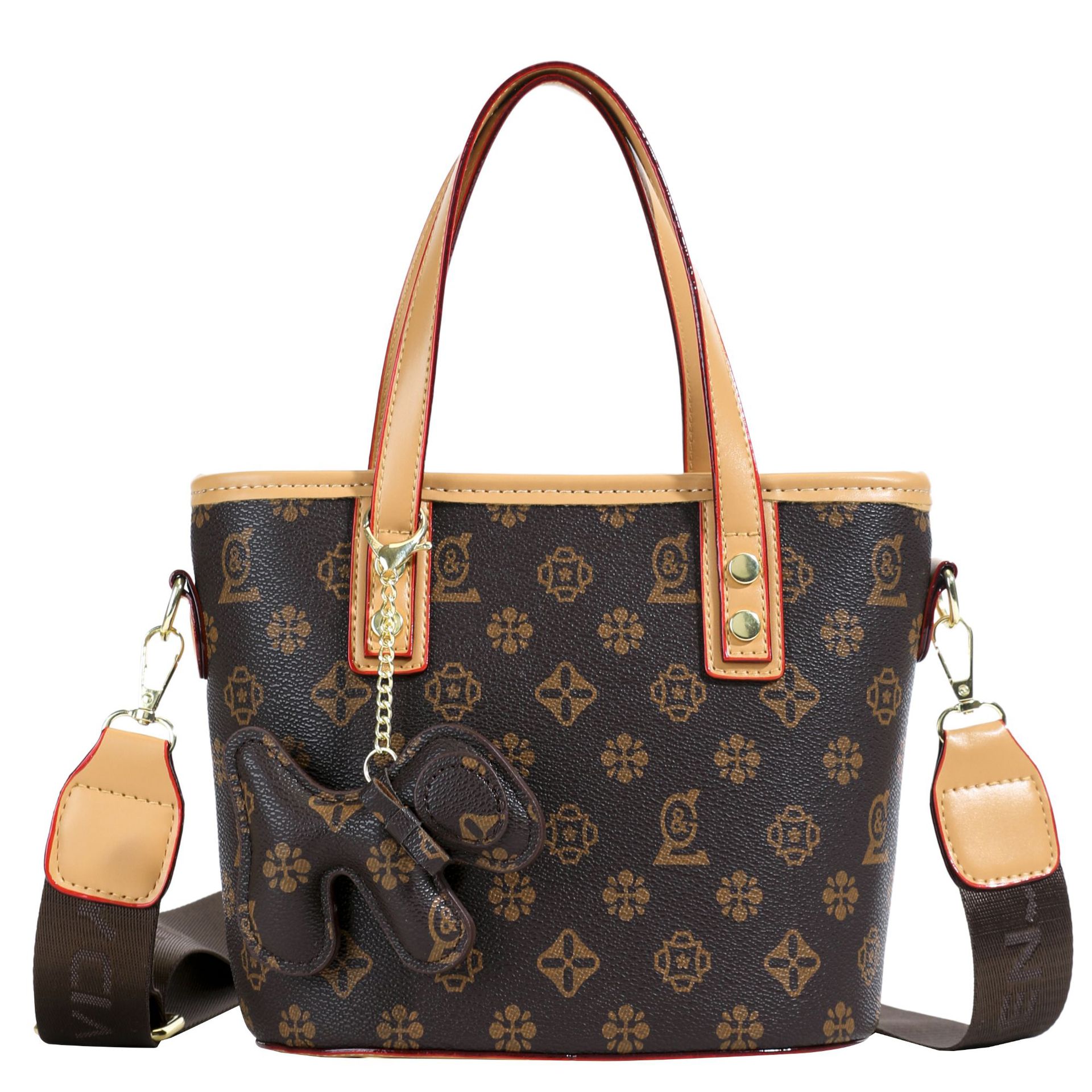 2025 new women's bag high-end bucket bag fashionable women's versatile vegetable basket printed shoulder messenger bag