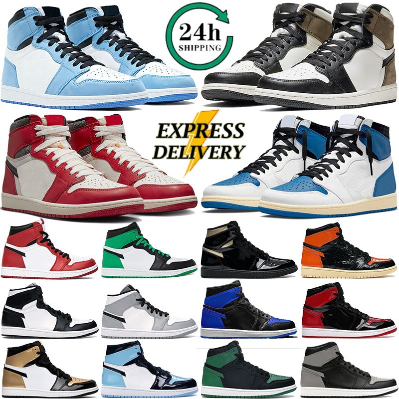 1s Basketball Shoes for Men Women 1 Sneakers Dark Mocha Black White University Blue Bred Patent Lucky Green Light Grey Outdoor Sports Mens Trainers Size 36-47