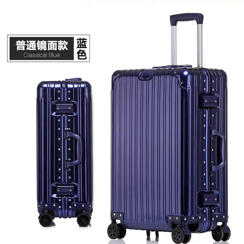 Suitcases New German all-aluminum luggage men's pull rod suit metal business 20 boarding alloy travel female 24 combination box