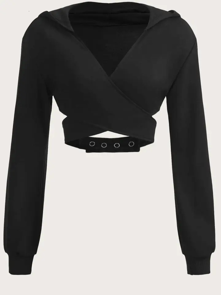 A cool and spicy girl style sexy hooded top for women a short sweatshirt with niche rustic n 250709