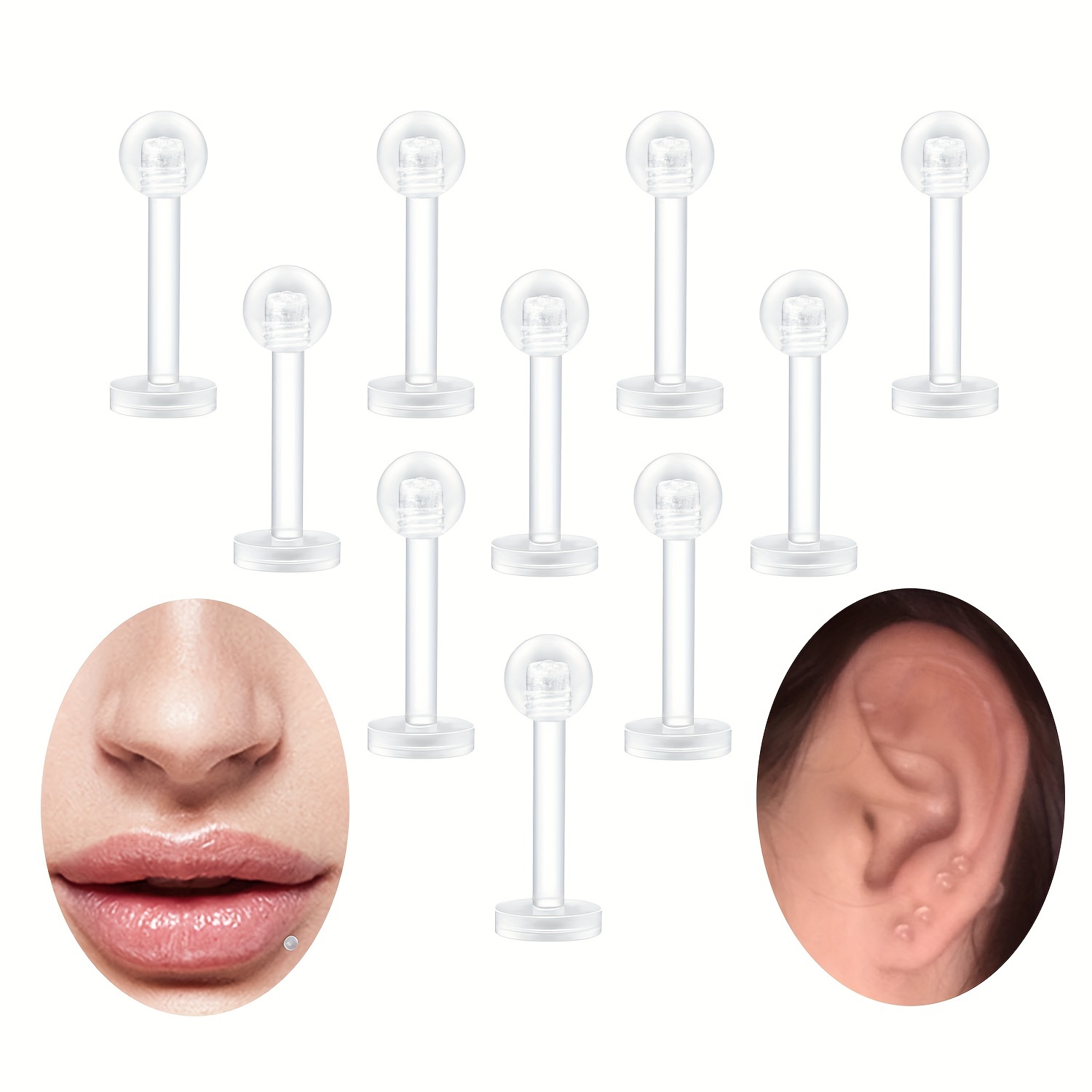 10 ~ 20Pcs/Set Trasparente Bioflex Bioflex Tragus Tragus Con Borchie Ad Auricol…