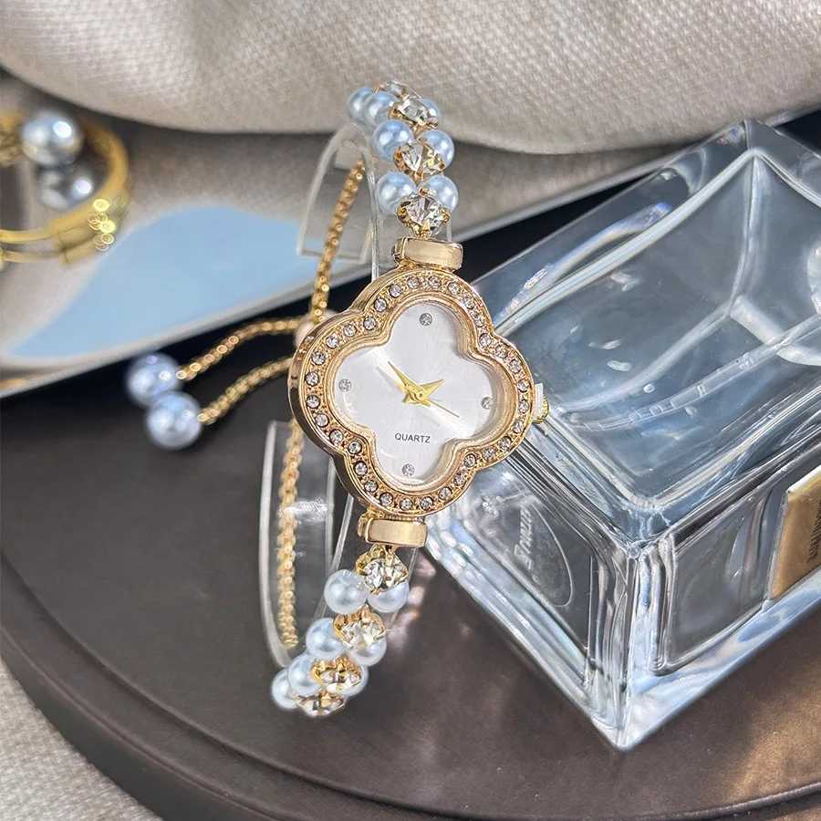Diamond Set Color Light Luxury Drawstring Watch Exquisite Small Pearl C r Drawstring Style Quartz Womens Watch Z250708