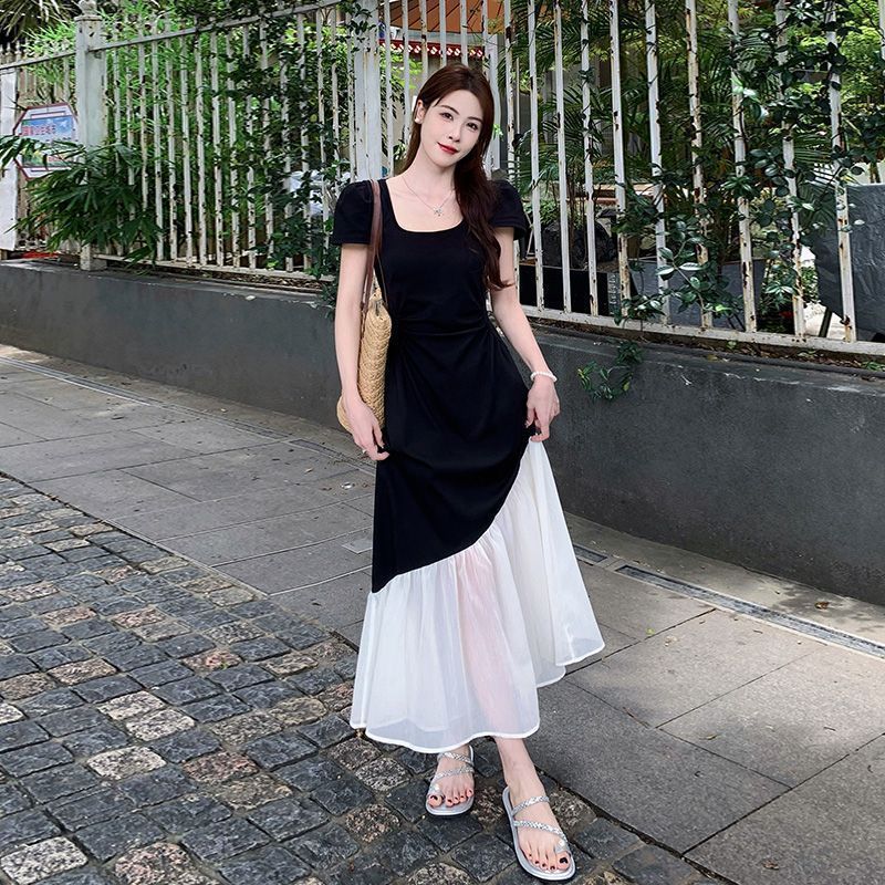 KC202 Large size French short sleeve dress for women in summer