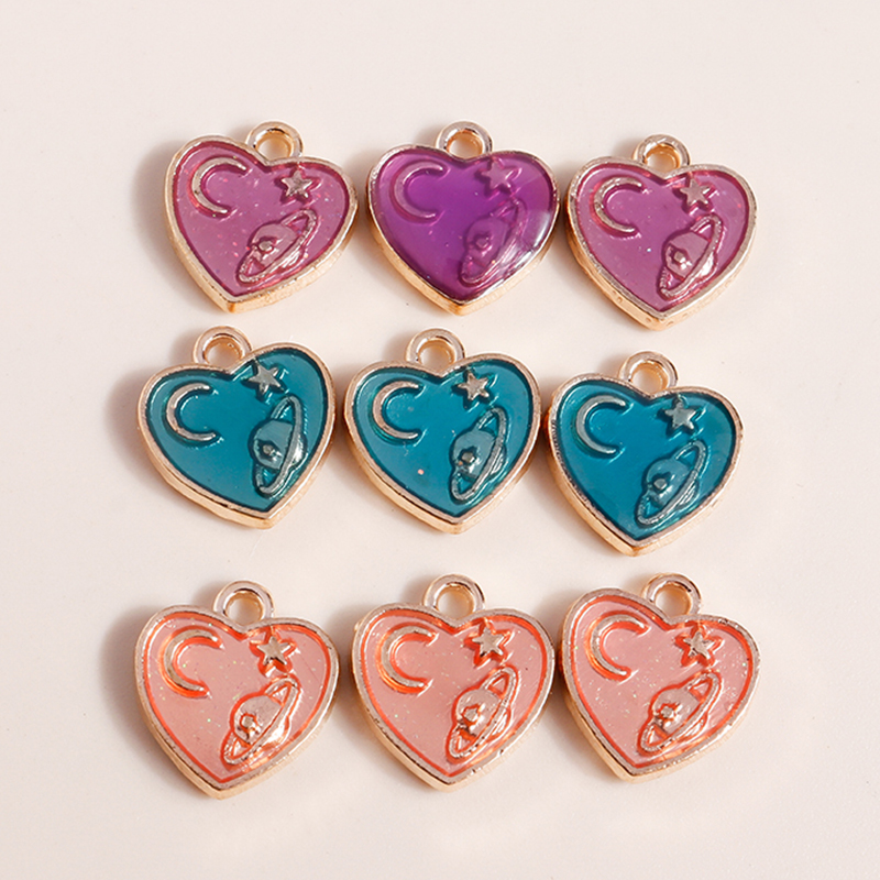 10pcs Mix Enamel Galaxy Saturn Globe Moon Stars Charms Pendants for Necklaces Bracelet Earrings DIY Jewelry Making Accessories