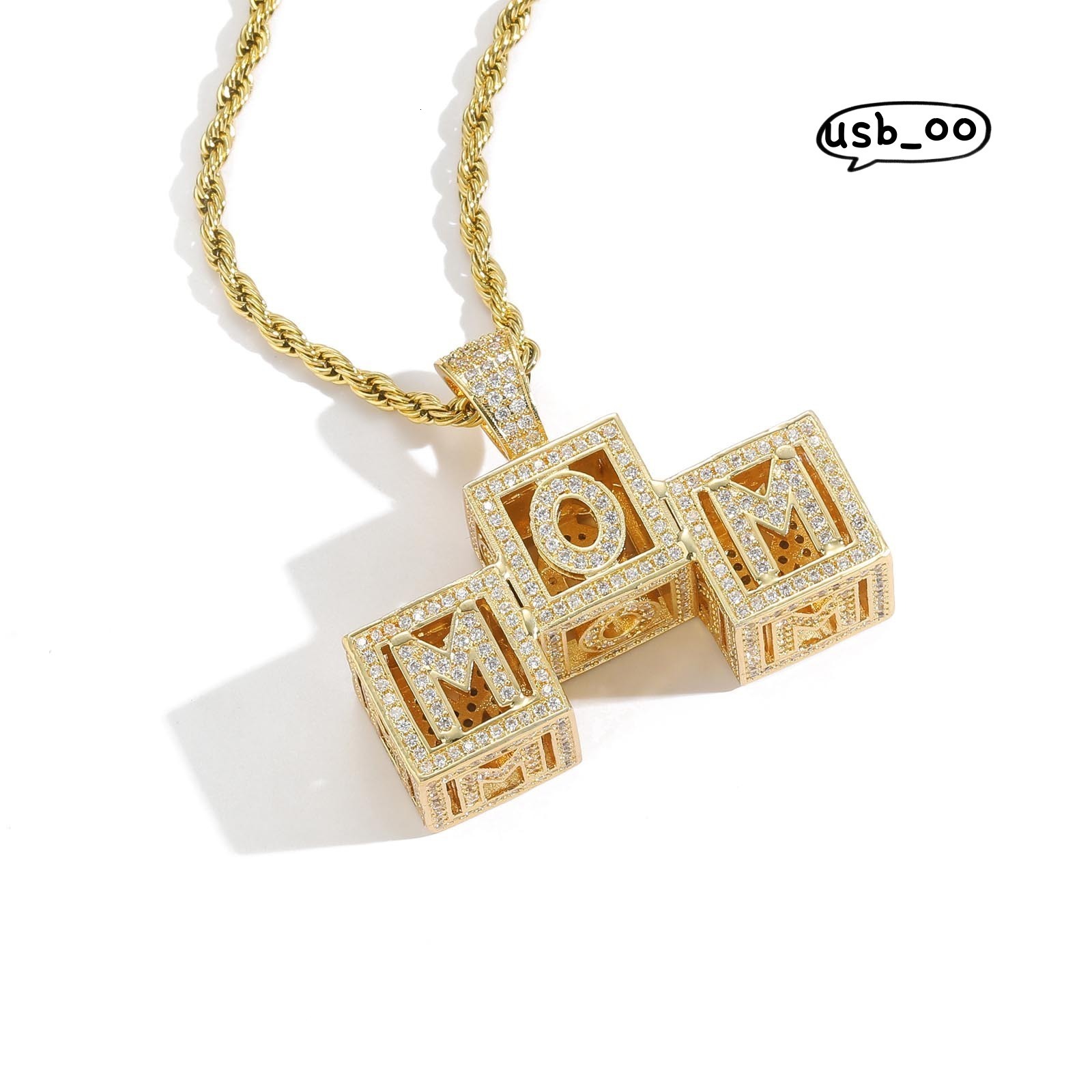Dice Cube DIY Splicing Hollow Letter Pendant Necklace Copper Inlaid Moissanite Fashion Name Necklace Couple Custom Hiphop Pendant