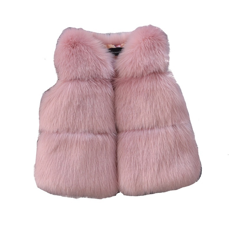 High Quality Girls Faux Fox Fur Vest Candy colors children winter coats Smooth Fox Fur Jacket for kid Faux Fur Outwears 240921