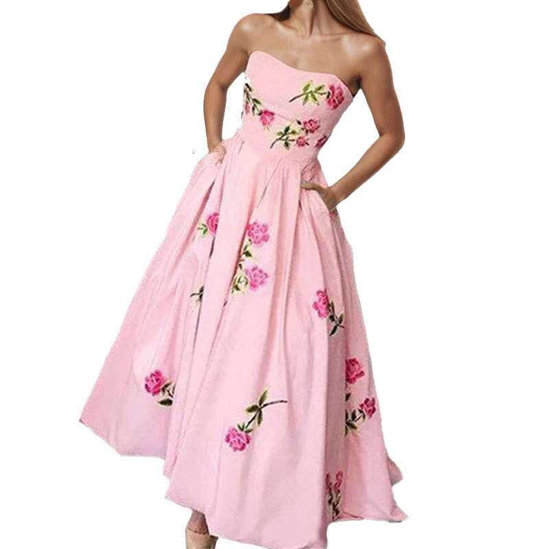 Summer New Women's Fashion Elegant Sleeveless Tube Top Long Dress B5