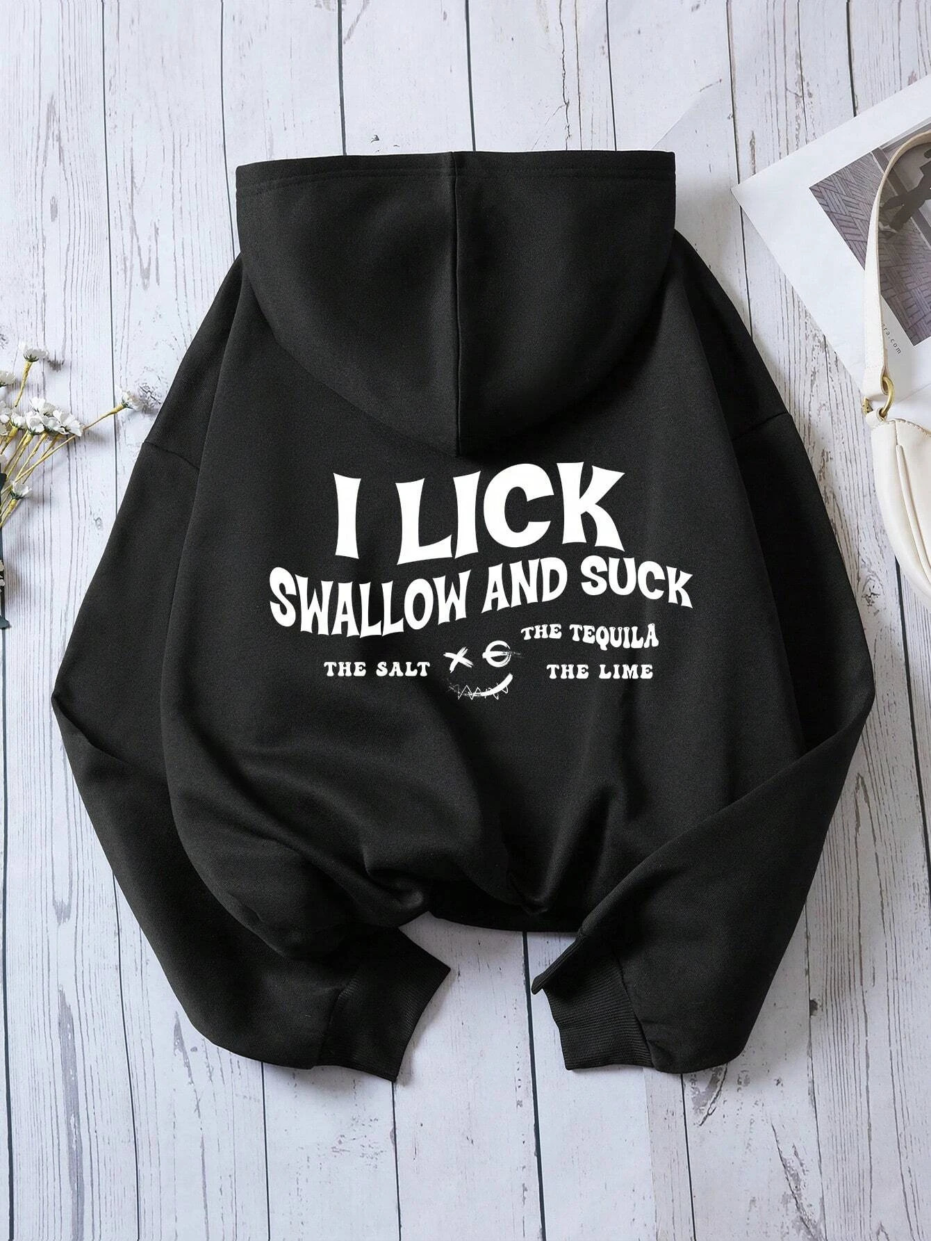 I Lick Swallow And Suck Letter Print Women Hoodies Harajuku Crewneck Hoodie Fashion Oversize Hoody Autumn Comfortable Tracksuit 250709