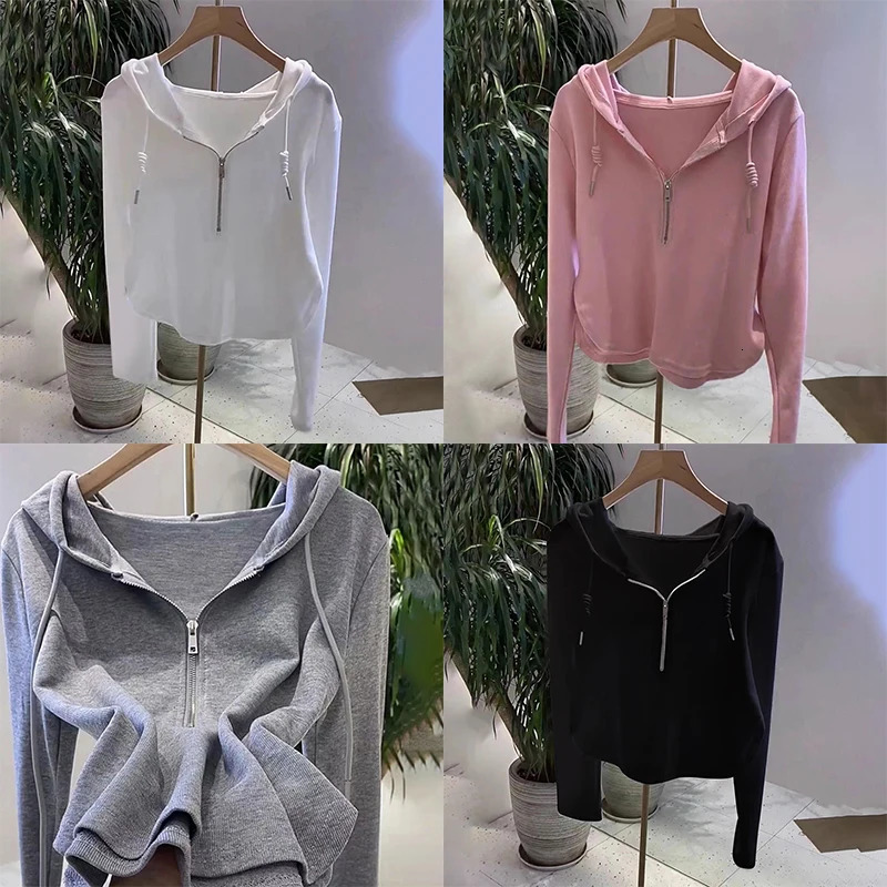 Hoodies Women Casual Simple Zipper Long Sleeve Slim Streetwear Sweatshirts for Spring and Autumn Thin Clothes Solid Color 250709