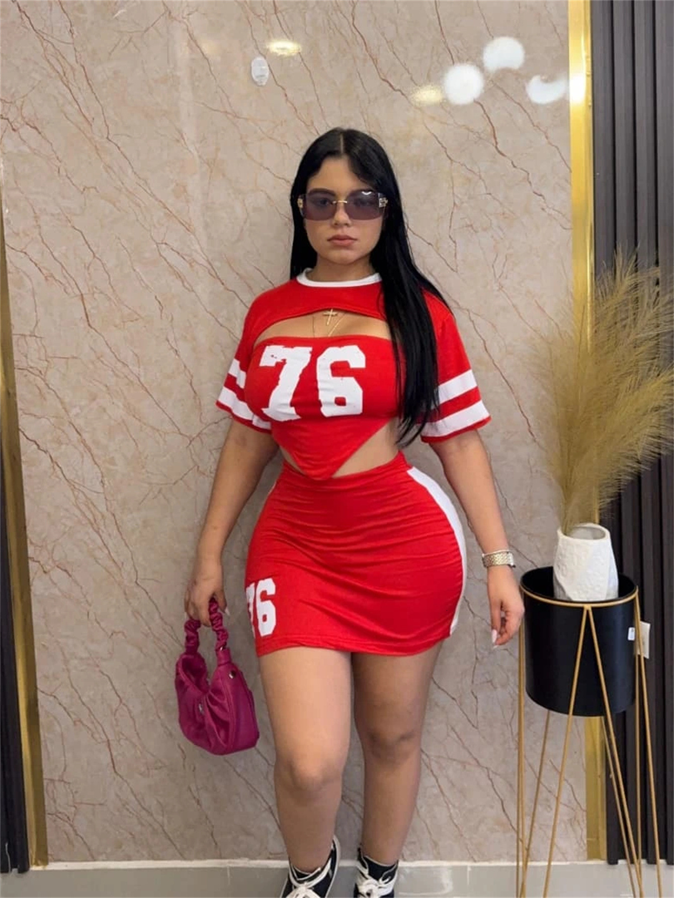 2025 Spring/Summer New Womens Fashion Personality Print Tube Top Cape Crop Top Bodycon Skirt Set