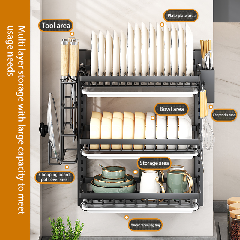 Modern Wall-Mounted Plate Rack for Kitchen Storage