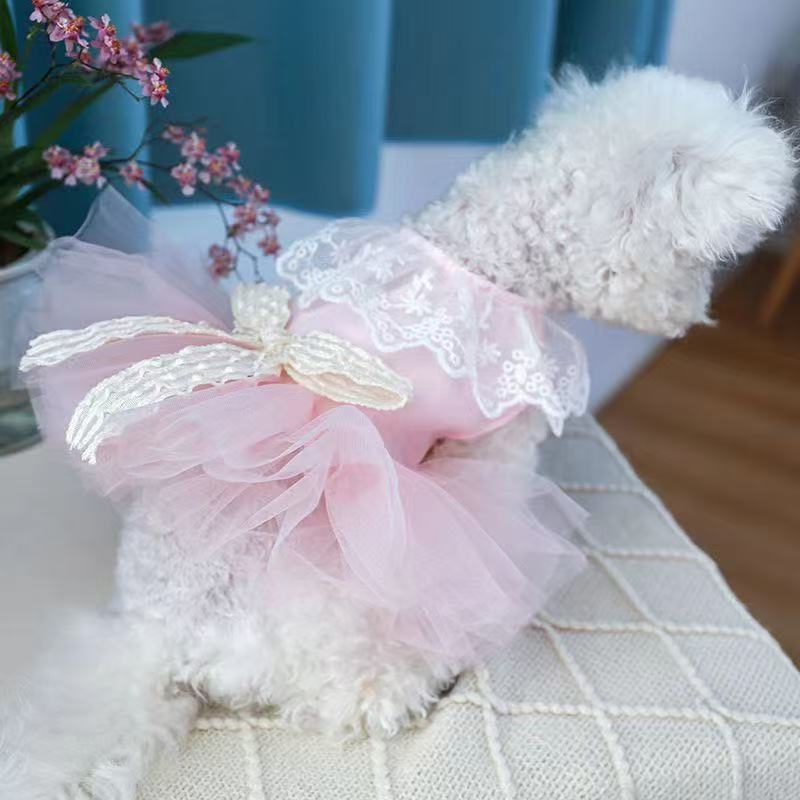 T810 Summer pet princess style cute skirt dog princess skirt cat skirt thin corgi teddy fairy skirt