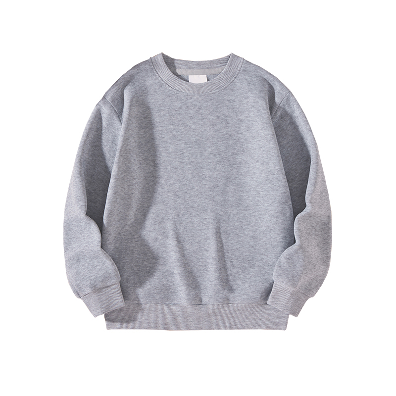 Solid color hoodless sweater men and women with the same new spring and autumn round neck simple trend high street hoodless casual coat.