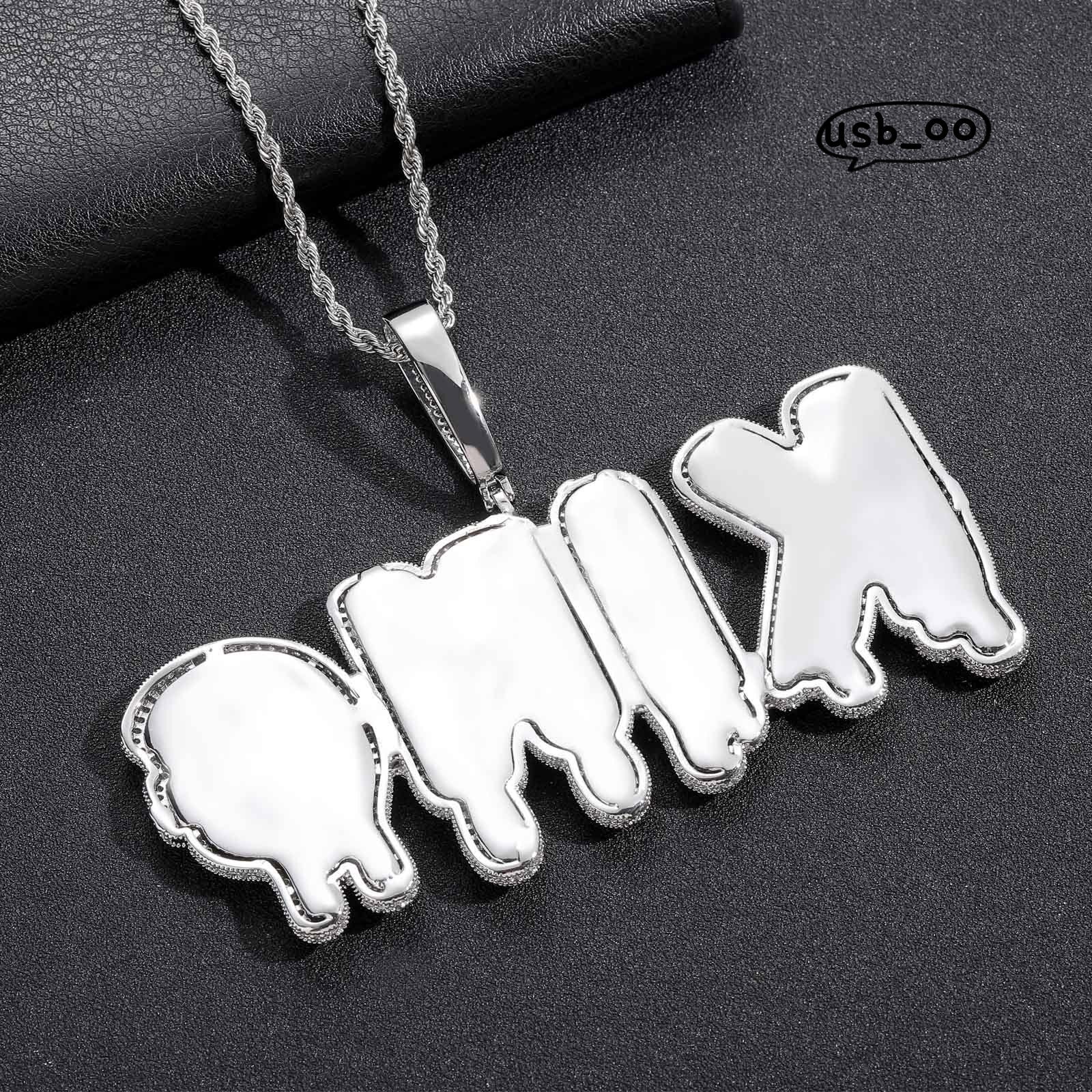 Jewelry Big Size Hip Hop Splicing English Letter Pendant Drop Name Pendants Custom Hiphop Pendant Necklace Men Women
