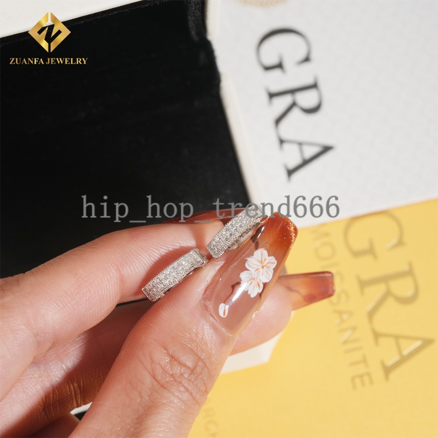 USA Local Stock Rapper Hoop Cluster Diamond Earring Solid 925 Silver VVS Moissanite Iced Out Earrings Pass Diamond Test