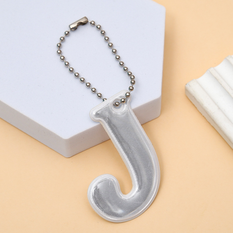J Letter Shaped 12 Color Reflective Warning Pendant PVC Cycling Backpack Decorative Pendant with Reflective Effect at Night