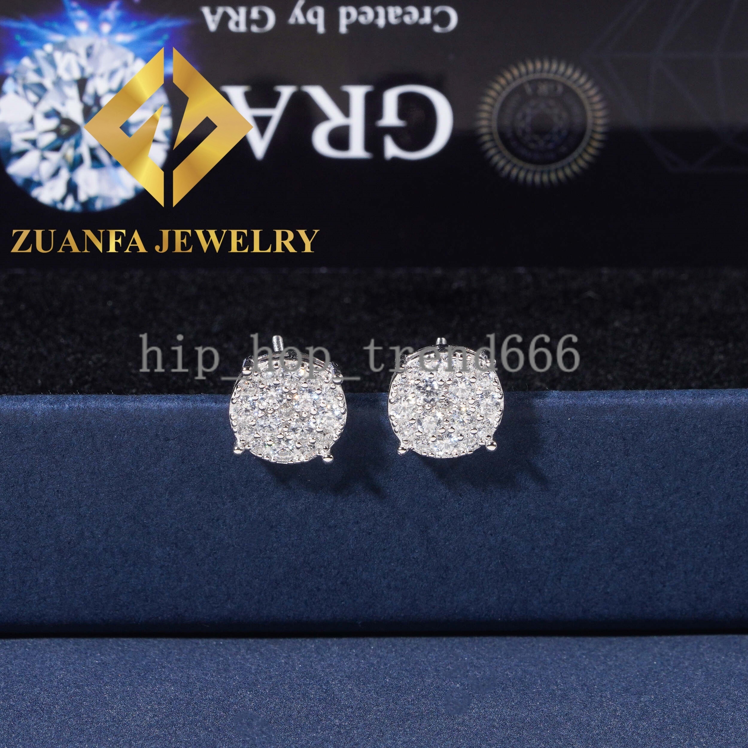 Men Style Hip Hop Fashion Stud Earring 925 Sterling Silver Jewelry VVS Moissanite Fully Iced Out Stud Earring