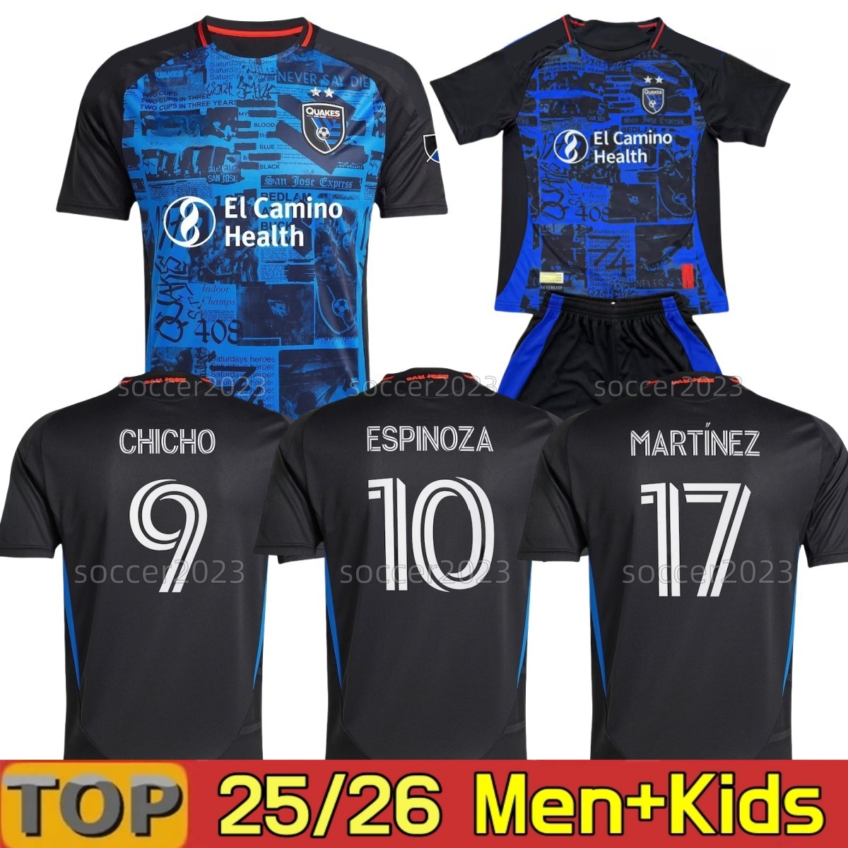 25 26 San Jose Earthquakes Soccer Jersey 2025 2026 Pre-Match rimary Home Blue Away White ESPINOZA CHICHO MARTINEZ RODRIGUES Size men Kids Kit Football Shirt