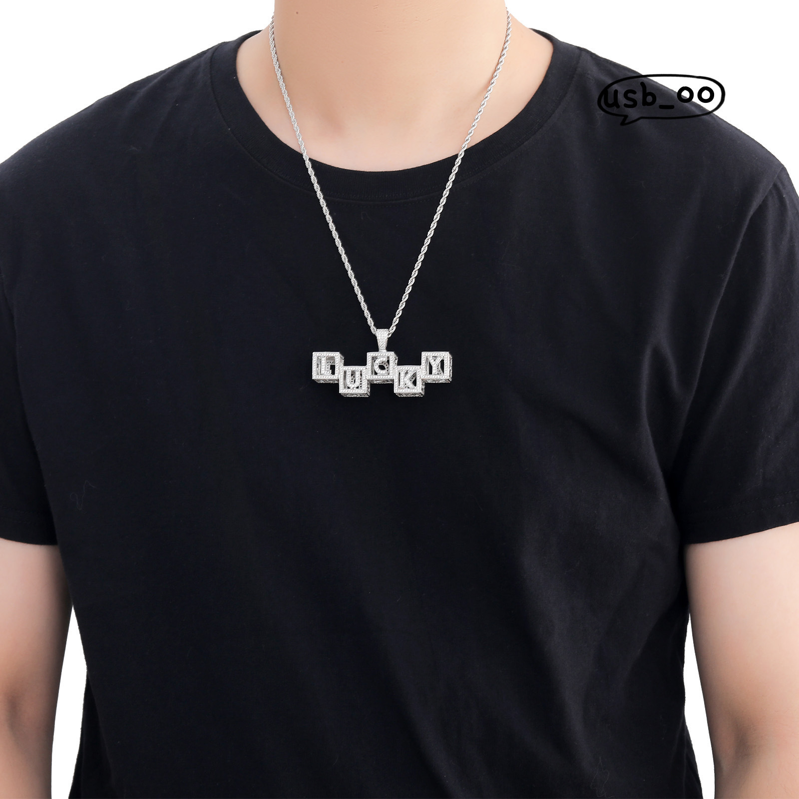 Dice Cube DIY Splicing Hollow Letter Pendant Necklace Copper Inlaid Moissanite Fashion Name Necklace Couple Custom Hiphop Pendant