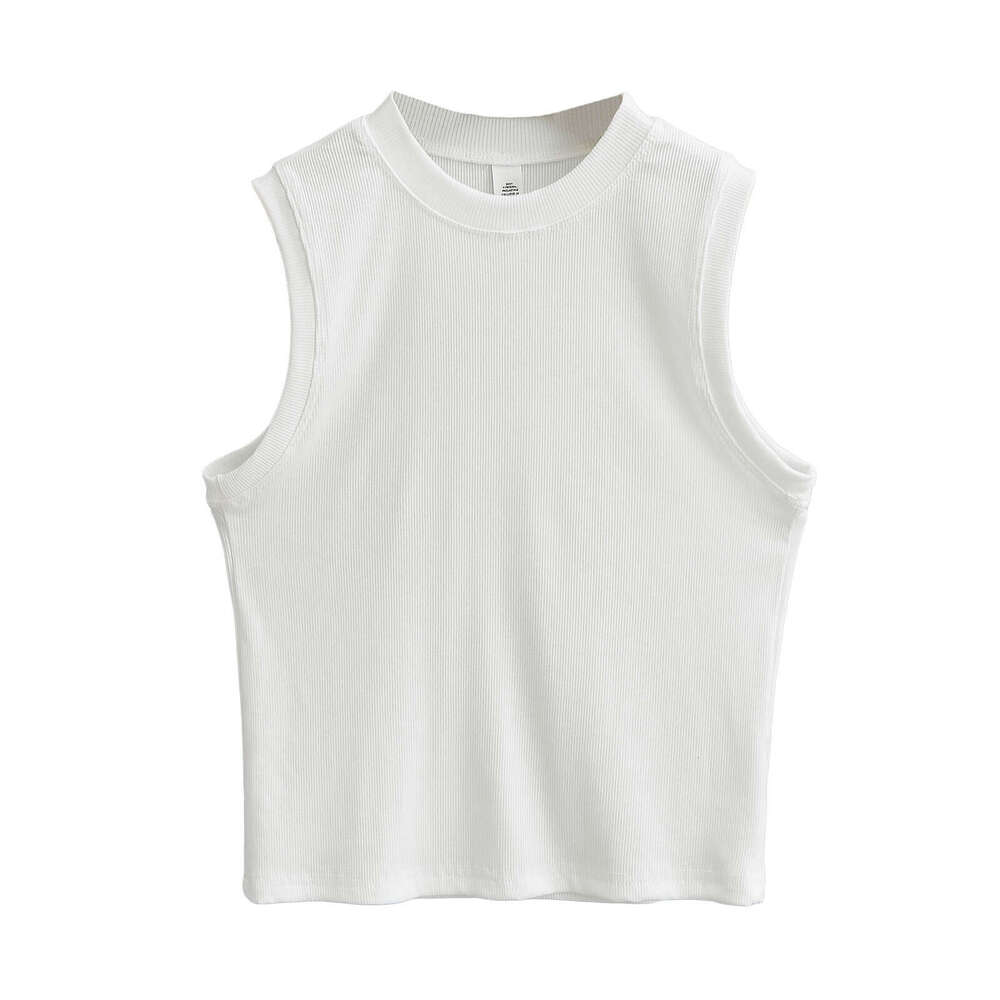 American Kardashian Same Style Wide-Edge Sleeveless Top For Women, Solid Color Slim Fit Slimming Tight Short Vest B5