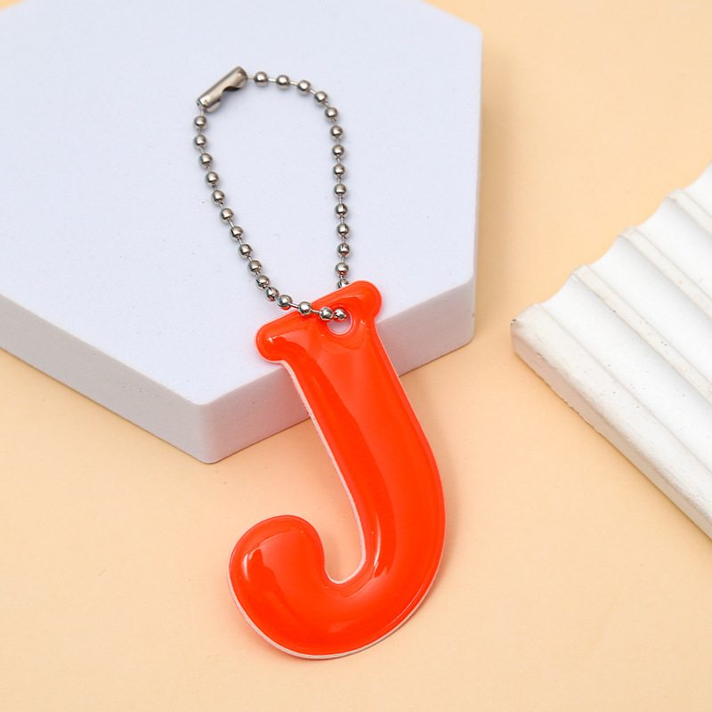 J Letter Shaped 12 Color Reflective Warning Pendant PVC Cycling Backpack Decorative Pendant with Reflective Effect at Night