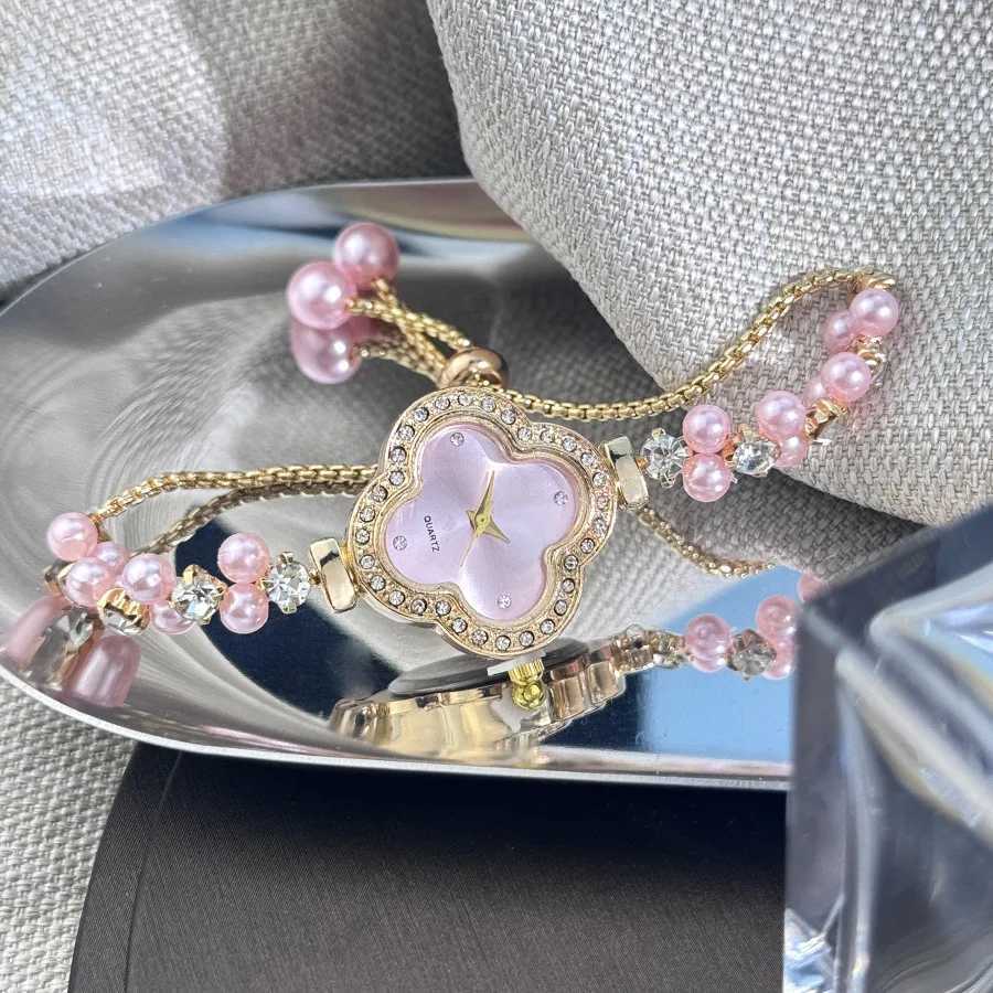 Diamond Set Color Light Luxury Drawstring Watch Exquisite Small Pearl C r Drawstring Style Quartz Womens Watch Z250708