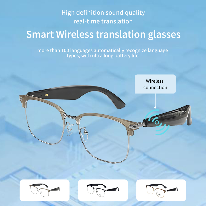 LIGE Polarized Bwireless call sunglasses sports smart glasses, built-in microphone and open music speaker, Al intelligent WirelessTranslation Glasses