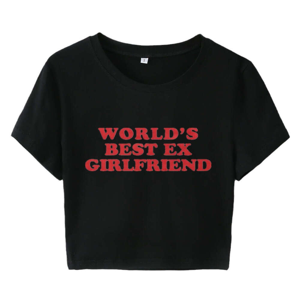 Women's Clothing Personality Style Letter Print Baby Tee Crop Top Short Sleeve T-Shirt B5