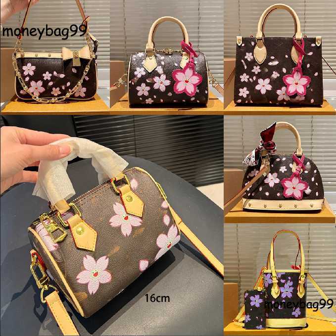 luxury pink designer bag shoulder bag pink denim bag murakami cherry crossbody bag blossom tote bag women underarm bag mini chain purse luxury embossed bag fashion