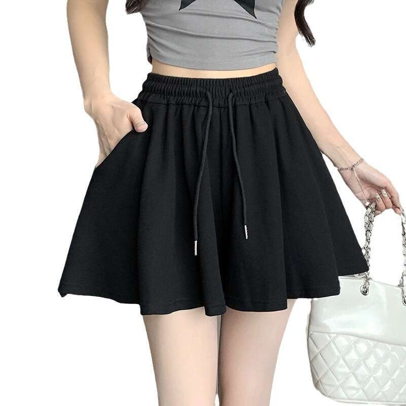 Ballet Style For Women Summer High Waist Draped Outerwear Sports Wide Leg Skirt Pants Fashion Casual Shorts Cotton B5