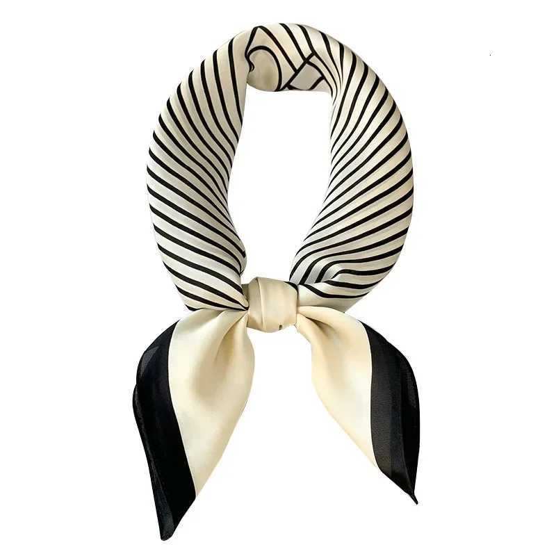 Luxury Brand Silk Square Plaid Scarf Women Satin Neck Hair Tie Band Soft Work Neck Scarf NEW Hijab Head Female Foulard M250709