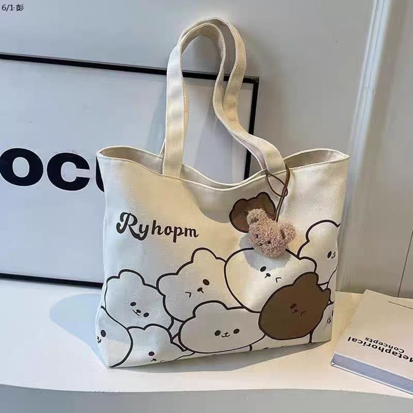 Commuting Cartoon Ins Single Shoulder Large Capacity Tote Bag Versatile Student Class Canvas Handbag hot-sale products