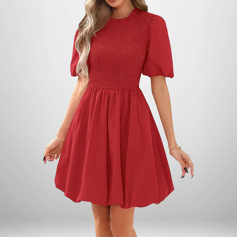 Spring New Women's Fashion Elegant Flower Bud Simple High Waist Dress For Women B5