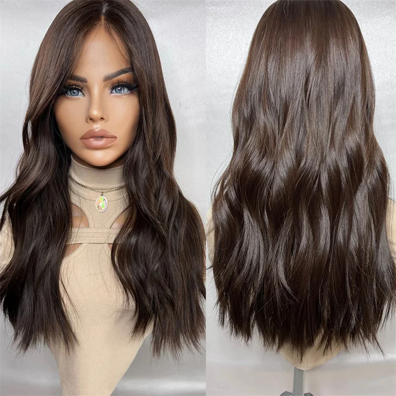 Body Wave natural chestnut brown full lace Human Hair Wig Baby Hair HD Lace European Hair front lace wig Preplucked Glueless