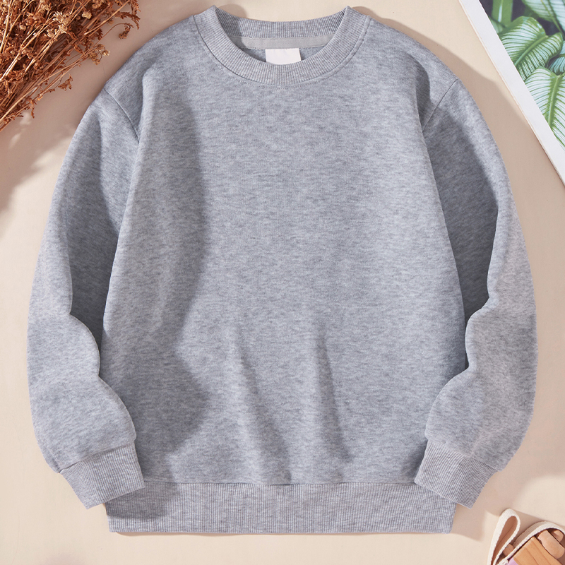 Solid color hoodless sweater men and women with the same new spring and autumn round neck simple trend high street hoodless casual coat.