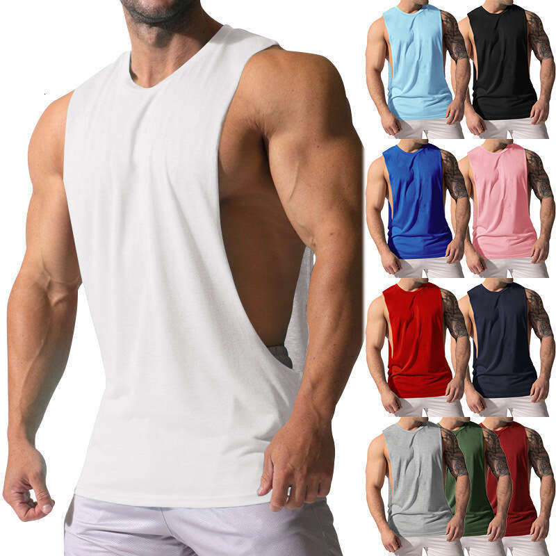 Sleeveless Vest Loose Fit Sports Casual Trendy Solid Color Men's Tank Top Summer B5