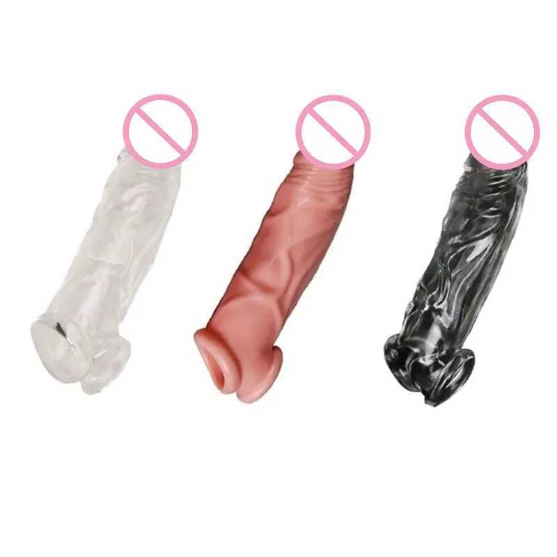 Condoms Silicone Penis Extender EnlargeMenst Sleeves Delayed Ejaculation For Adults Intimate Goods Reusable Condom Cock Rings