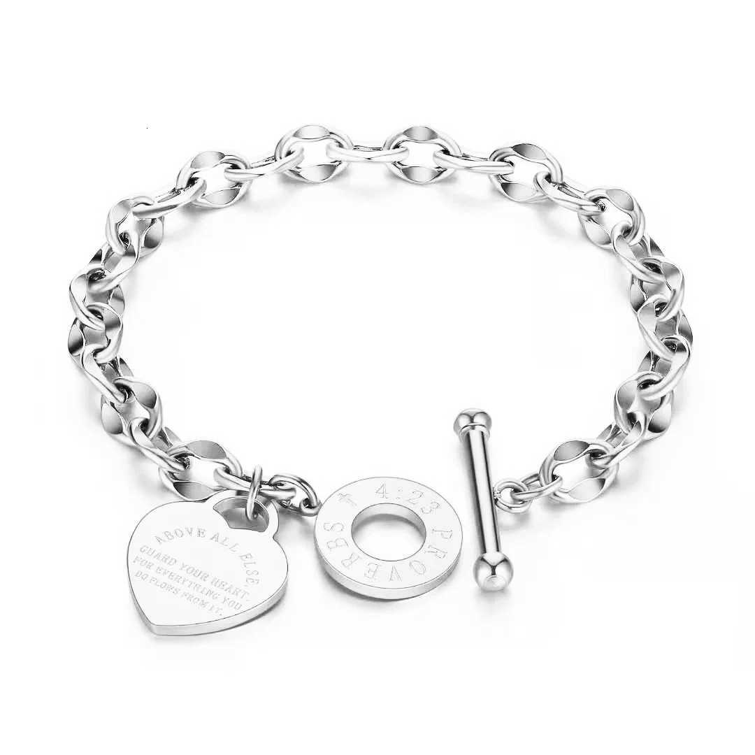 Hot Selling Titanium Steel Heart Link Bracelet For Women Gold Color Office Hand Jewelry Gifts Wholesale W250709