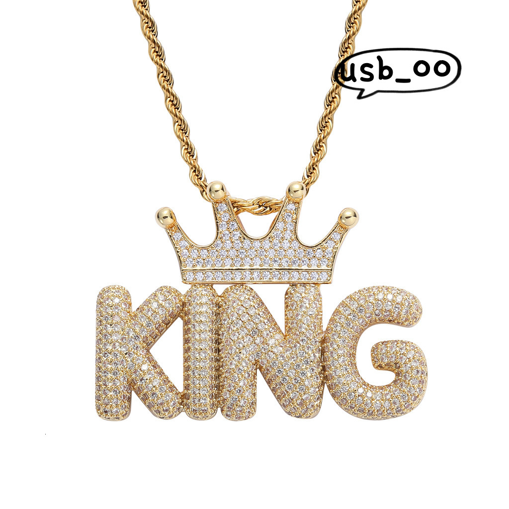 Letter Pendant Necklace Micro-inlaid Crown Moissanite Splicing Combination Letter Necklace Name Pendant Custom Hiphop Pendant