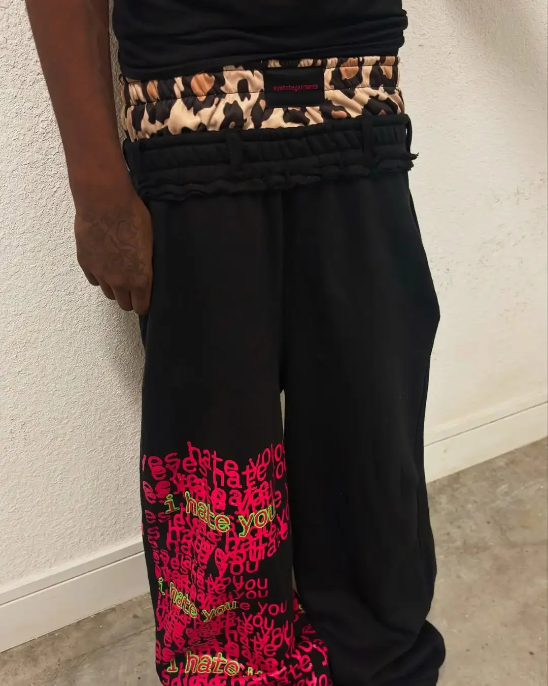 Eyehategarments Retro Double Waist Street Men Pants Hip-Hop Gothic Harajuku Loose Pants Y2K Letter Pattern Sports Pants 250708