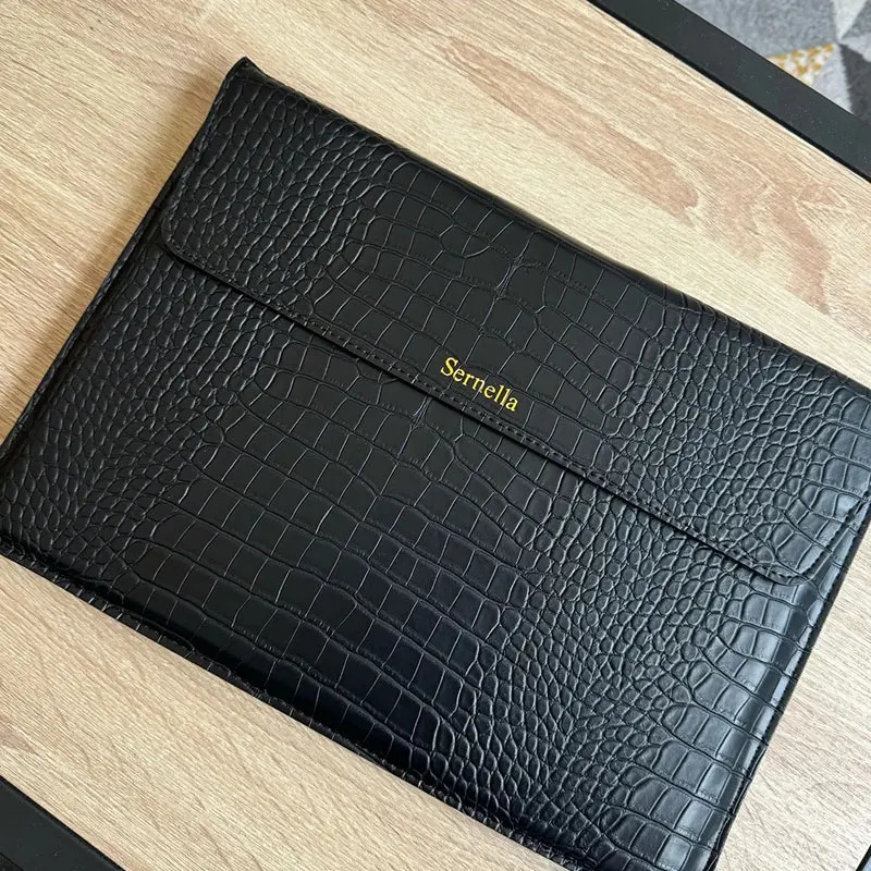 Monogrammed Customized Initial Smooth Leatehr Laptop Sleeve Case for Air 13-inch pro Retina 15-inch Notebook Stand Cover250702