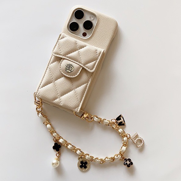 New iPhone 16 15 14 13 12 11 Mobile phone case Lychee pattern card portable Xiaoxiangfeng makeup mirror